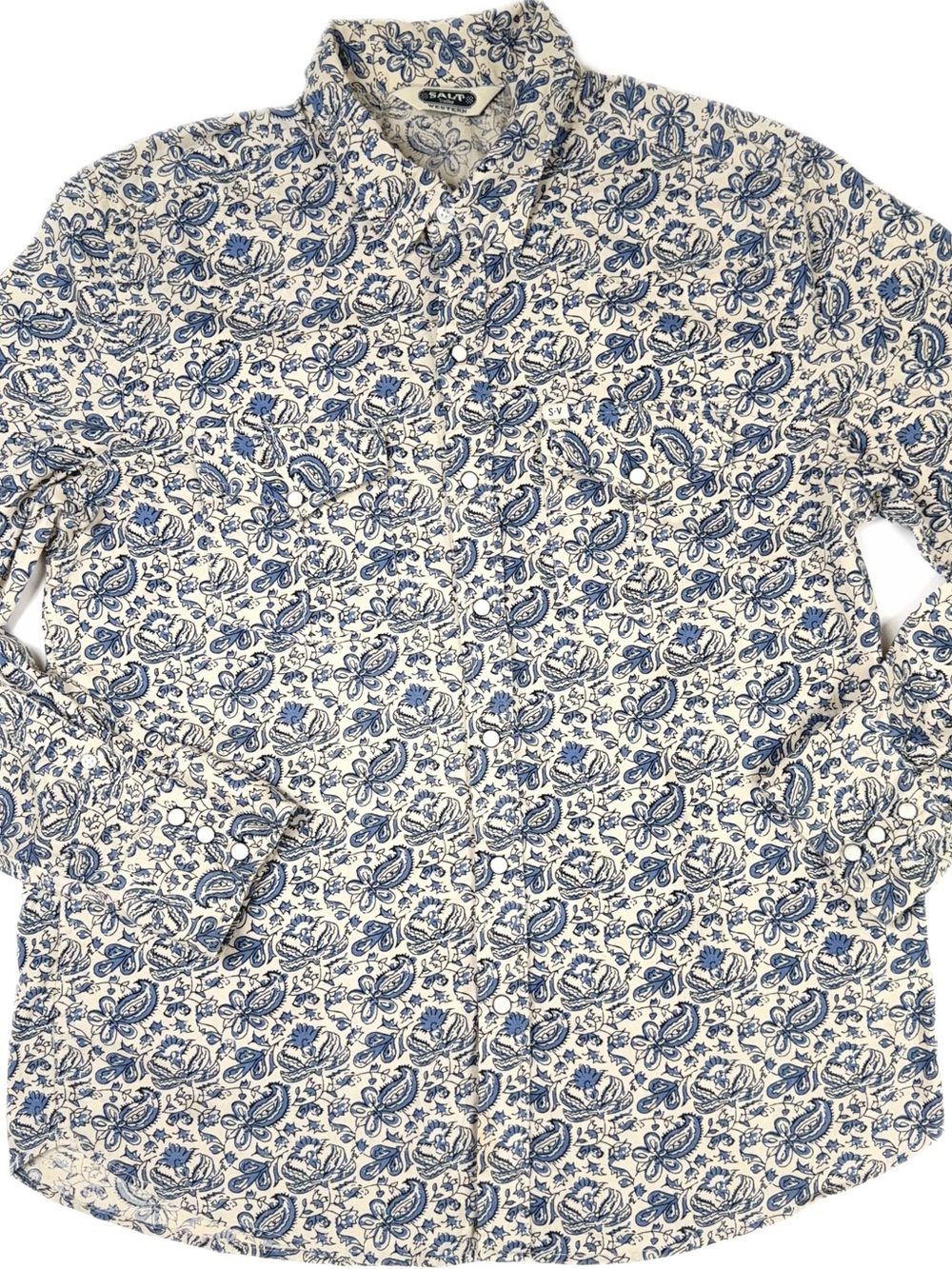 Salt Valley Western Pearl Snap Button Down Long Sleeve Paisley Shirt Men’s Large